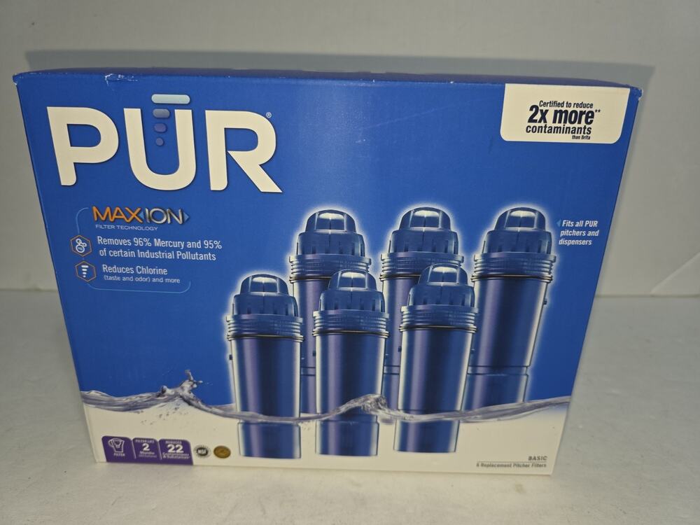(6) Pack Genuine PUR Maxion Replacement Pitcher Water Filter Refill New Open Box